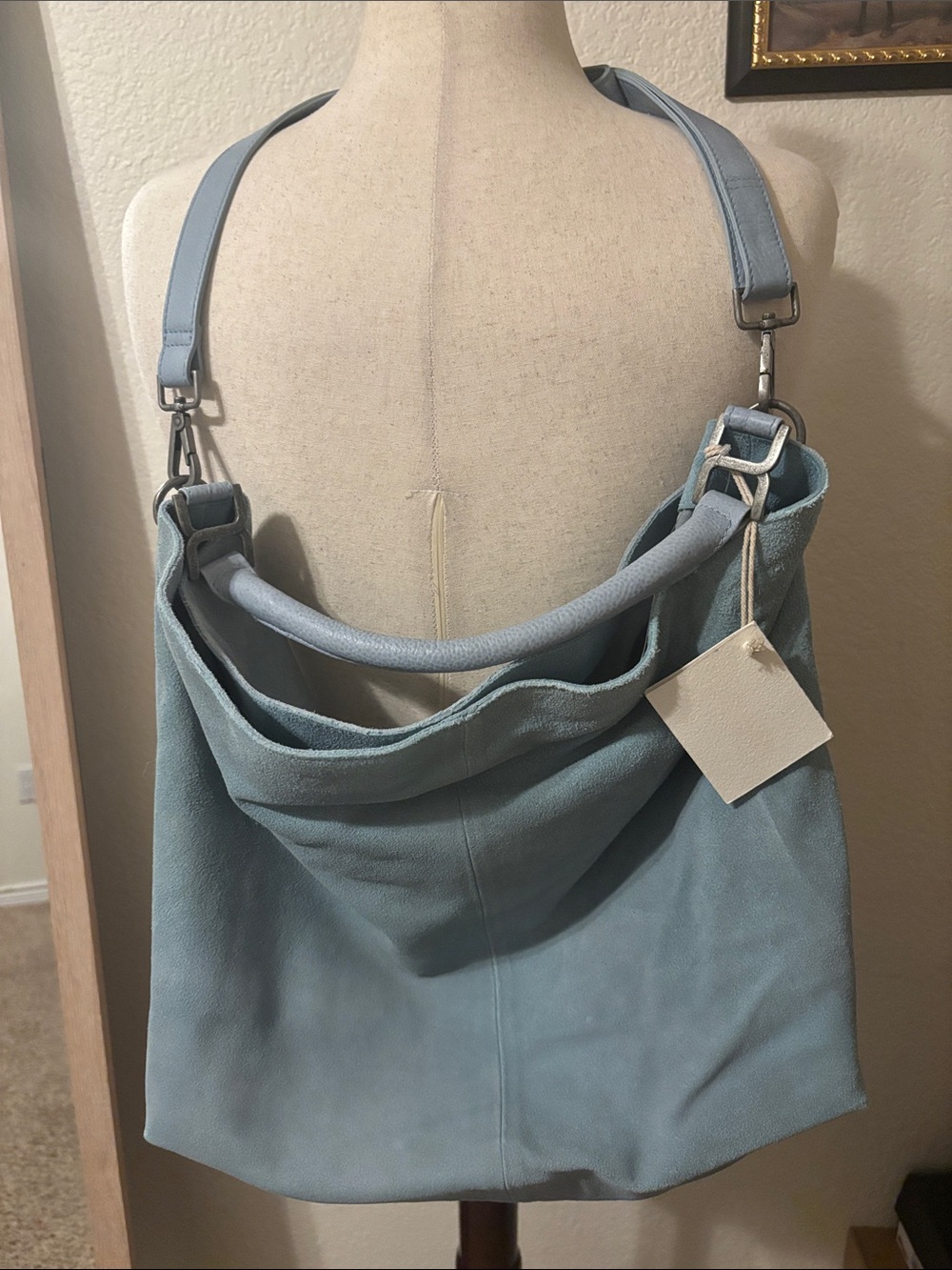 Free People Suzie Suede Slouchy Tote Bag- Salt Water- NWT - Picture 6 of 11